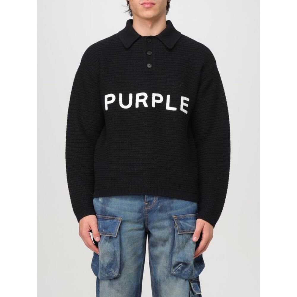 Purple Polo Shirt Men Black